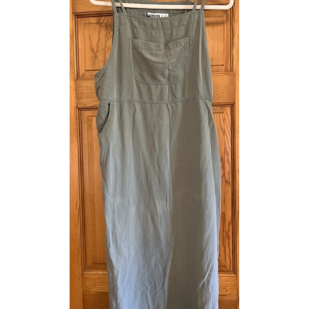 Chicos Maxi Strap Dress Sz 3 Hunter Green Silk